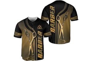 BOZENTIM Barber Shop Baseball Jersey, Hairdresser Barber Shirts Hairstylist Shirt Gift Barbershop Scissors for Him Men Women