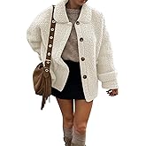 Aoang Women's 2025 Fall Winter Coats Lapel Collar Fleece Sherpa Jackets Daily Long Sleeve Coats with Pockets