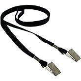 25 Pack - Face Mask Lanyards - Premium Comfortable Neck Straps for Tickets, Badge Holders - Twist Free 2 Hook Design (1 on Each End) for Special Event Badges, Credentials and Ticket Holders (Black)