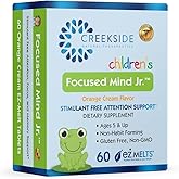 Focused Mind Jr., Cognitive Support for Children, Pediatrician Formulated, Stimulant-Free Supplement with Inositol, DMAE, Sugar-Free, Vegan, 60 EZ Melt Tablets