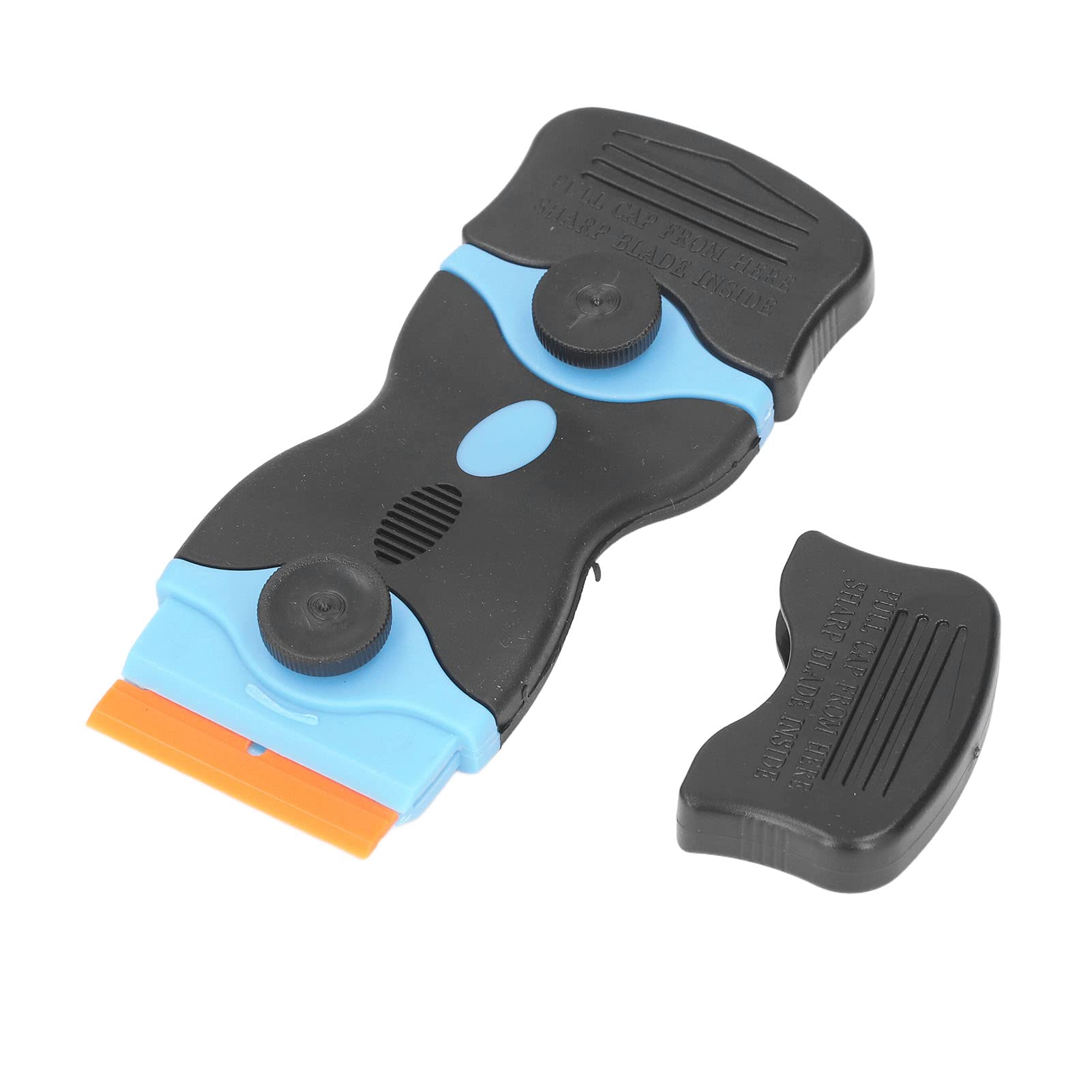 2Pcs 2 in 1 Scraper Tool, Elaborate Design, Multifunctional Gadget, Easy to Use, Handle Design, Protective Cover, ABS Blade Scrapers for Cleaning (Black Blue)