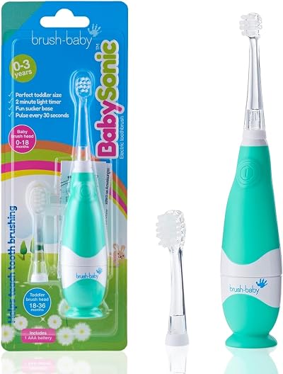 Brush-Baby BabySonic Kids Electric Toothbrush Teal 0-36 Months LED 2-Min Timer