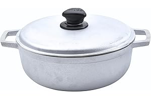 IMUSA 2.6 Quart Traditional Natural Made in Colombia Caldero with Lid for Cooking and Serving, Silver