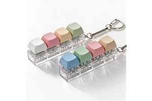 HeipokLife 2 PCS Fidget Keyboard Keychain, Silent & Clicky Stress Relief Fidget Keychains, Macaron Color Compact Clicker for 