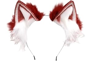Focupaja Animal Cosplay Ears Hairband Handmade Faux Plush Cat Fox Wolf Dog Ears