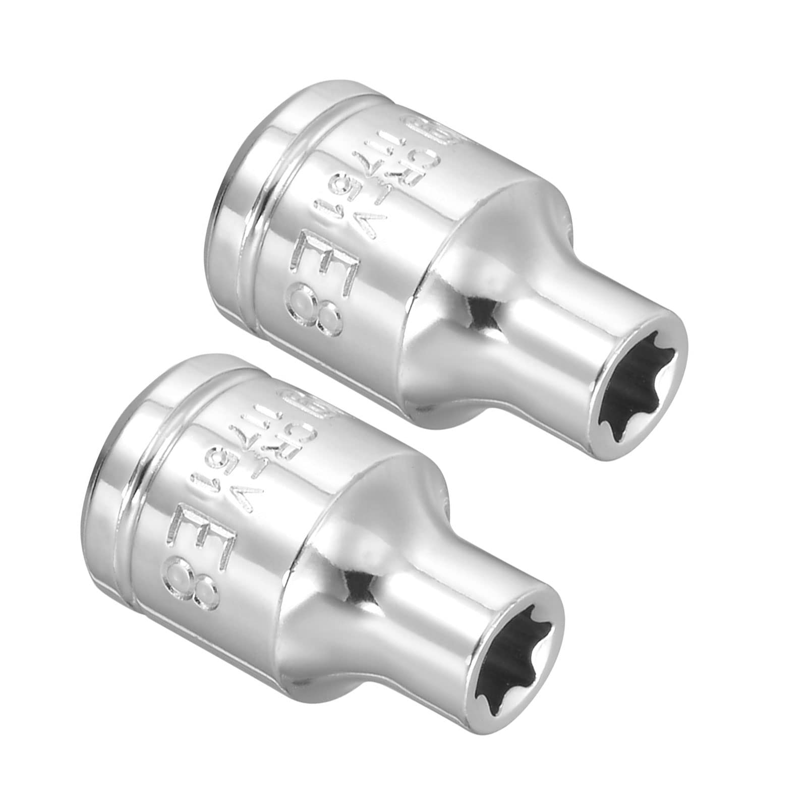 Kozelo 2pcs External Torx Shallow Socket - [3/8 Inch x E8] Square Drive for Car Mechanical Equipment Repair Use, CR-V Steel Metric Sizes