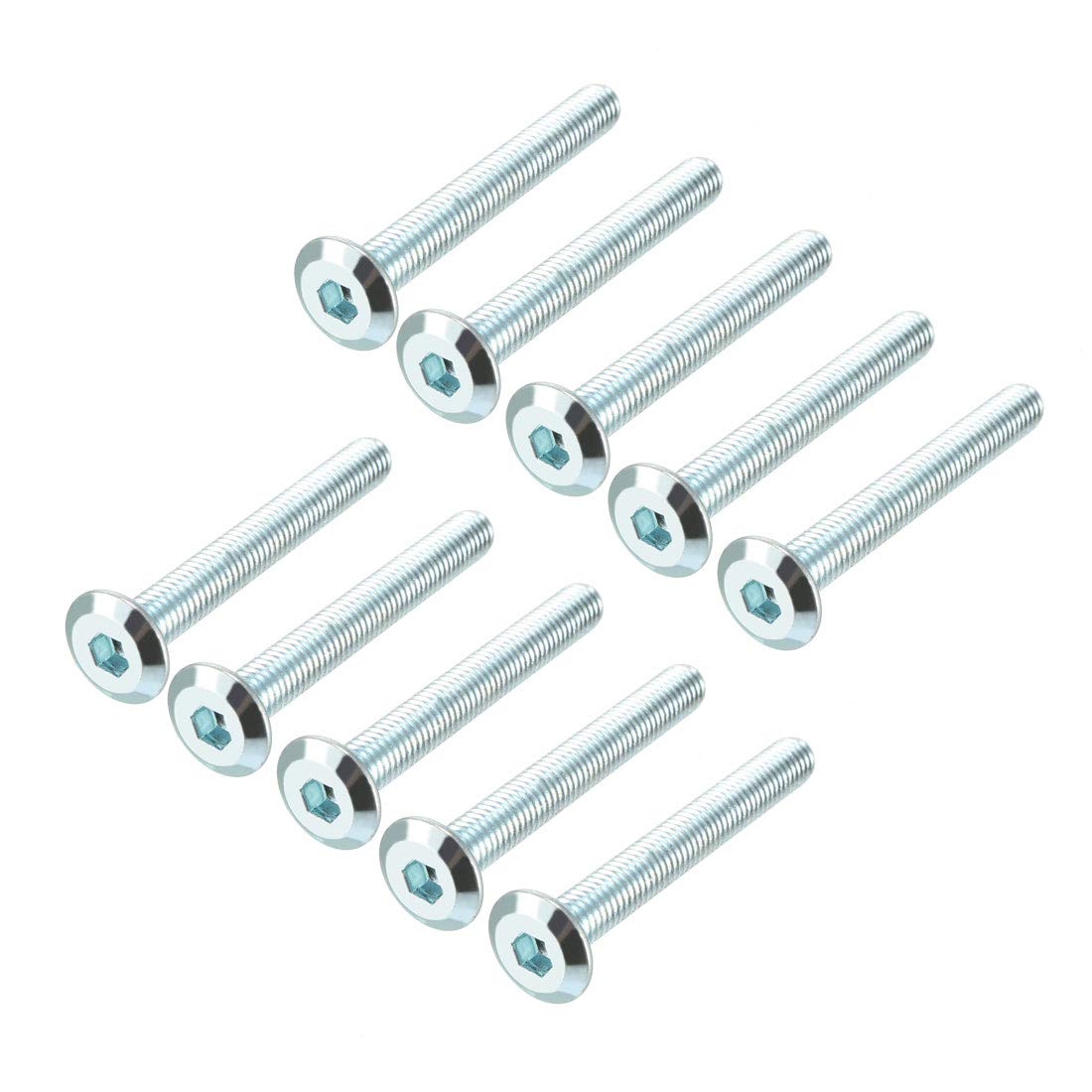 sourcing map M6x50mm Furniture Bolts Hex Socket Screws Fastener Zinc Plated 10pcs