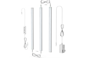 ASOKO Dimmable LED Under Cabinet Lighting Cold White 5000K, 3 Pack 12 inch Linkable Led Under Counter Lights for Kitchen, She