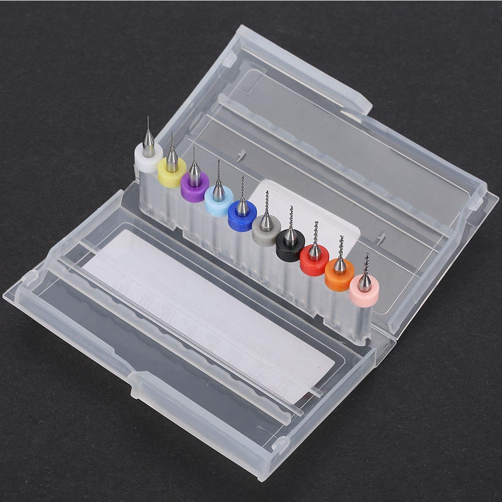 Mini Drill, 10pcs 0.3-1.2mm Mini Tungsten Steel Drill Bits Kit, for PCB Circuit Board CNC Jewelry Engraving Woodworking