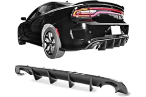 IKON MOTORSPORTS, Rear Bumper Lip Diffuser Compatible with 2015-2023 Dodge Charger SRT, Ikon Style Valance Body Kit, Carbon Fiber Print, 2016 2017 2018 2019