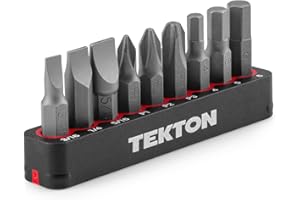 TEKTON 1/4 Inch Hex, Phillips, Slotted Bit Set with Rail (9-Piece) | DZZ93004