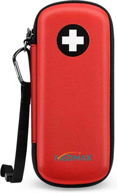MEDMAX Epipen Case Hard Shell EVA Travel Organizer Red Holds 2 EpiPens