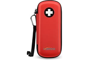 MEDMAX Epipen Medical Carrying Case, Hard Shell EVA Shock Absorption Travel Medication Organizer Bag Emergency Medical Pouch Holds 2 EpiPens, Asthma Inhaler, Auvi-Q, Allergy Medicine Essentials (Red)