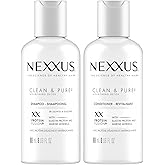 Nexxus Travel Shampoo and Conditioner, Clean & Pure – Hair Products with Elastin Protein and Marine Minerals, Sulfate-Free, 3 Oz Ea