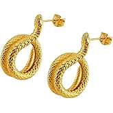 Personalized Snake Cobra Statement Gold Stud Earrings for Women 18K Gold Filled Hypoallergenic Trendy Dainty Earrings Jewelry Gifts