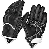 Harssidanzar Mens Winter Warm Leather Motorcycle Gloves with Touchscreen GM041US