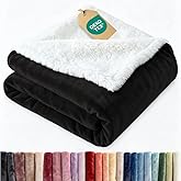 Sherpa Fleece Blanket King Size - Reversible Sherpa Fleece King Blanket - Super Soft Double Sided for Bed, Sofa, Couch - Thick, Warm, Fuzzy & Plush - Luxurious Bedding for Winter - Black, 90" x 108"