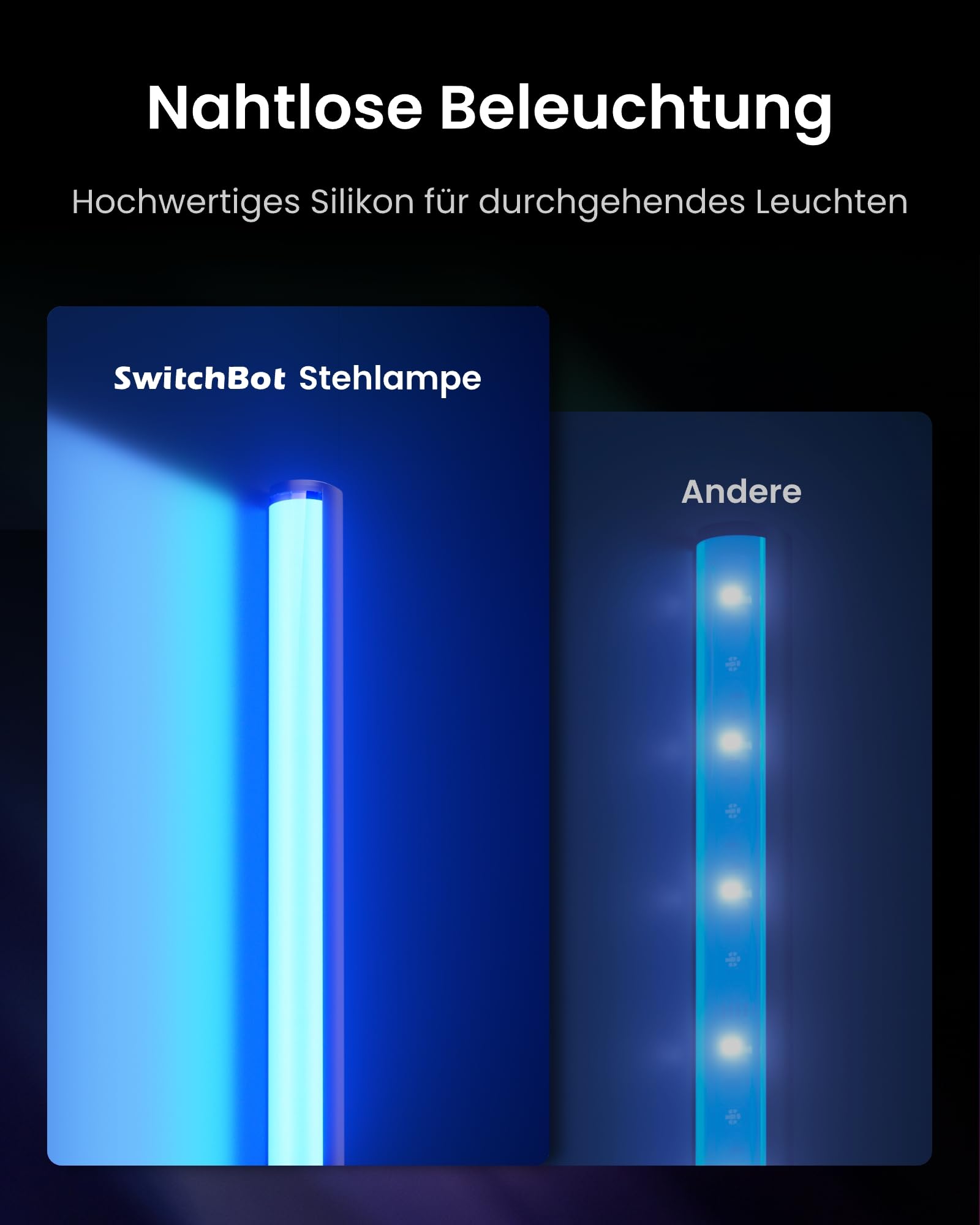 SwitchBot Matter Stehlampe Wohnzimmer, RGBCCT Floor Lamp Dimmbar mit APP Fernbedienung, Kompatibel mit Apple Home, Alexa, Google Home, LED Stehlampe Schwarz mit Warm- & Kaltweiß, Szenenmodi, Musikmodi 6
