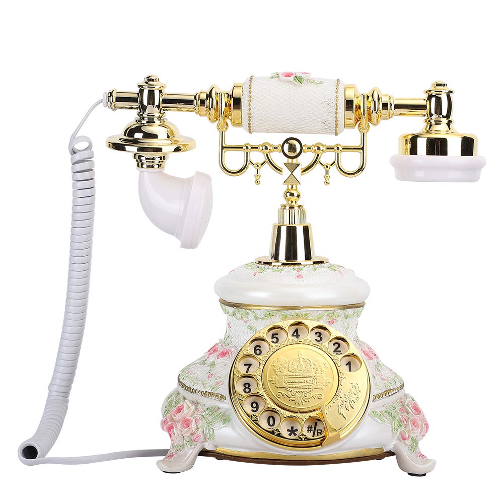 VBESTLIFE Antique Telephone Classical Vintage Telephone Rotating Dial Handset Country Style Vintage Landline Fixed Desk Phone