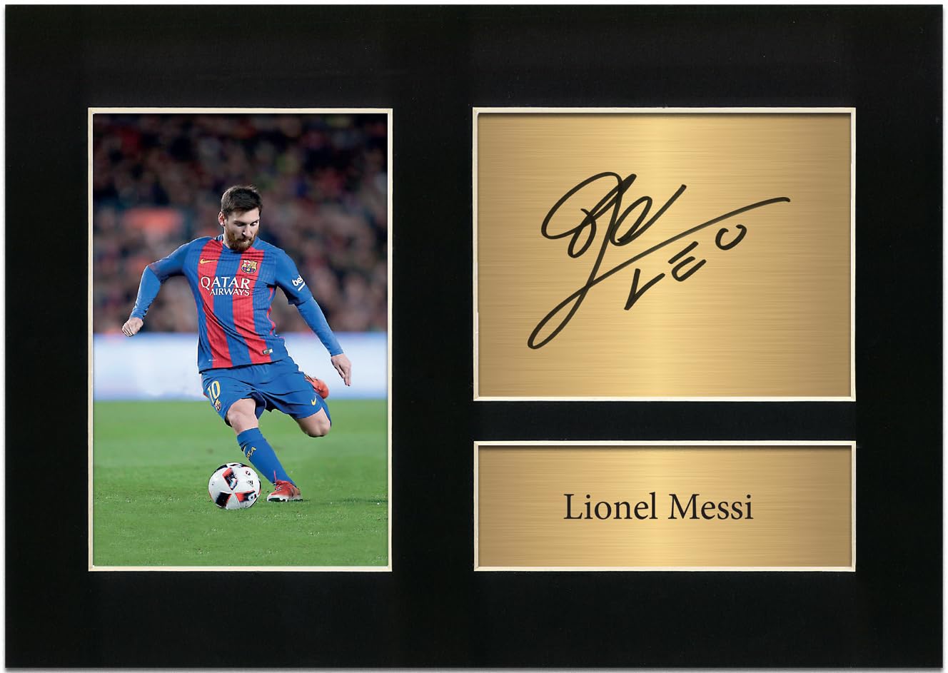 Zulu Image Lionel Messi Signed Barcelona Signed Autograph Printed Photo Reproduction Print Picture A4 Display No15, Black