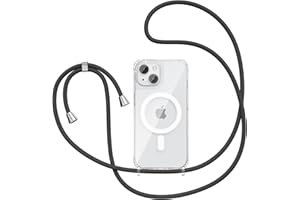 UCASONG Magnetic Case for iPhone 14 Plus/15 Plus 6.7",Compatible with Magsafe,Clear Crossbody Case with Adjustable Shoulder N