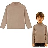 Vagefun Toddler Boys Girls Long Sleeve Shirt Fleece Elastic Mock Turtleneck Shirts Soft Lightweight Basic Tee for Kids 3T-10Y