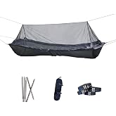 onewind Camping Bridge Hammock with Mosquito Net and Pole | Lay Flat Hammock for Adults Camping Hiking Backpacking, Black