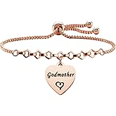 QIIER Godmother Goddaughter Adjustable Chain Bracelet Christian Baptism Gift for Godmothers Goddaughters
