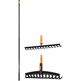 Fiskars OneClick Soil Maintenance Bundle Interchangeable Garden Tool System with Large 63" Shaft + Space-Saving Universal Rake Head + Soil Rake Head