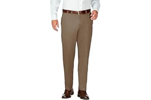 Haggar Men's Work to Weekend Hidden Expandable Waist Classic Fit Flat Front Pant