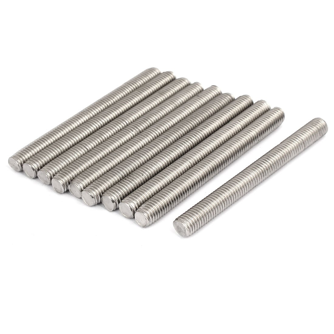 Sourcingmap M10 x 100mm 304 Stainless Steel Fully Threaded Rods Bar Studs Silver Tone 10 Pcs