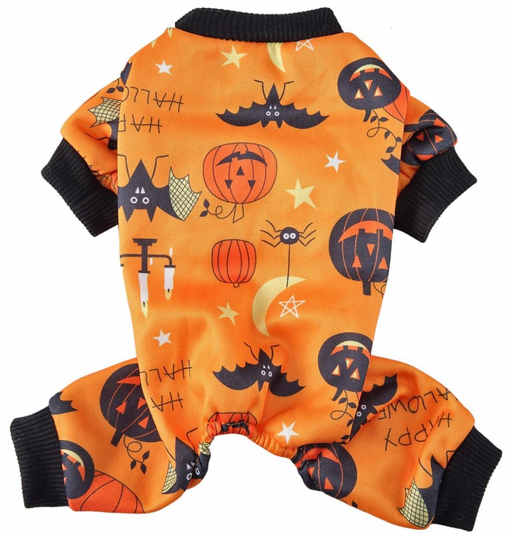 XIAOYU Dog Clothes for Small Pet Halloween Costume, Holiday Festival Coat Jumpsuit, Cat Apparel for Parties Cosplay, Candlelight/Pumpkin/Bat Pattern, M