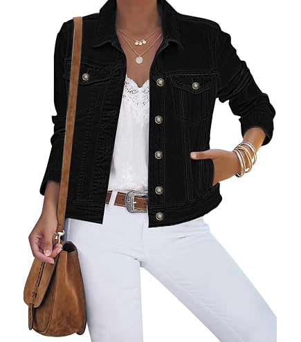 amazon ladies dress jackets Essentials Women's Regular-Fit Denim Jean Jacket (Available in Plus Size), Black Wash, X-Small : Clothing, Shoes & Jewelry blazer dress with tights