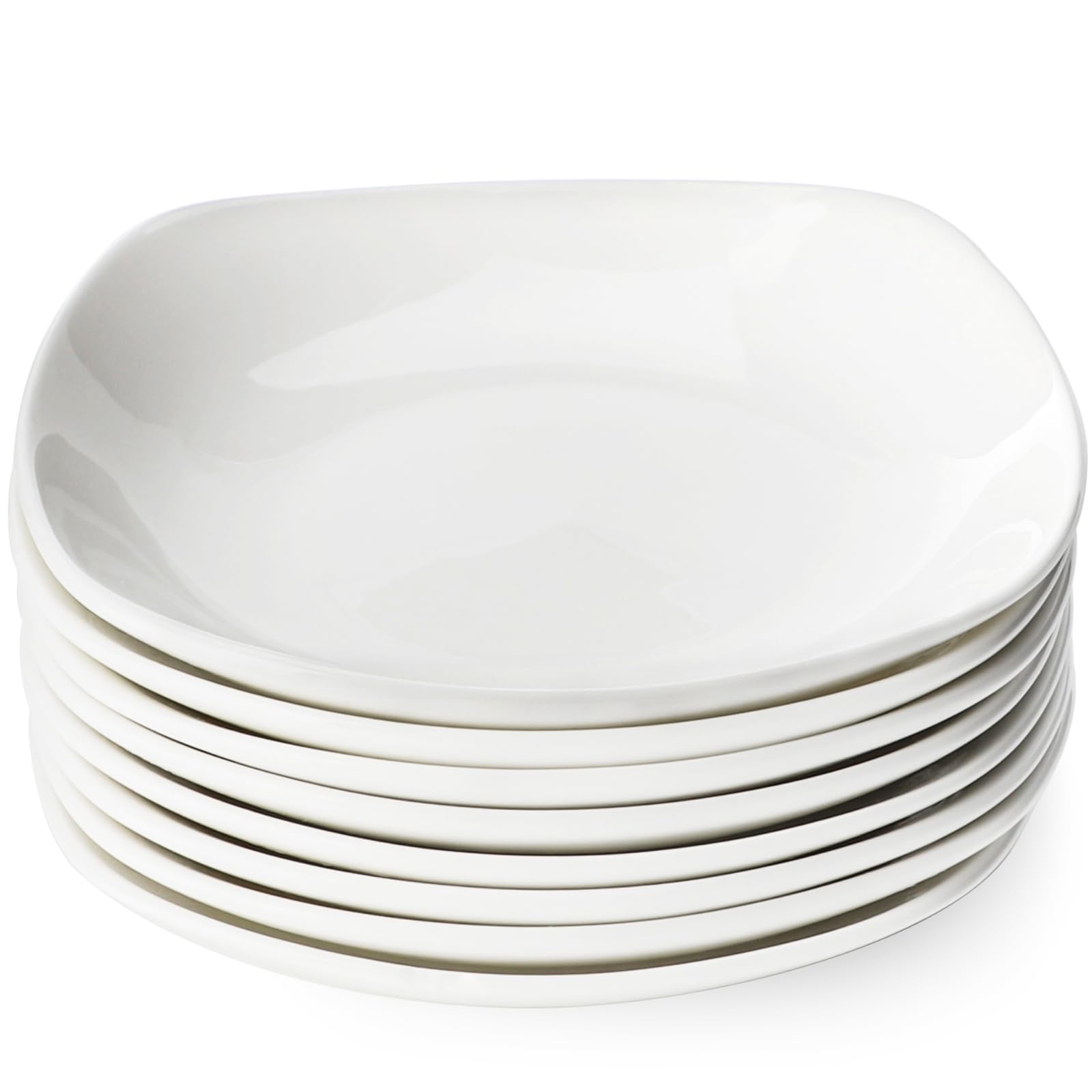 Leegg Dipping Sauce Dishes Set of 8 Small Ceramic Serving Plates for Appertizer Sushi Dessert Fruits (White Square)