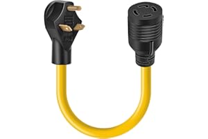 Rophor Generator Transfer Switch Adapter Cord TT-30P Male to L14-30R Female, 30 Amp 3 Prong to 4 Prong Plug Adapter, RV to Inlet Box, 1.5FT