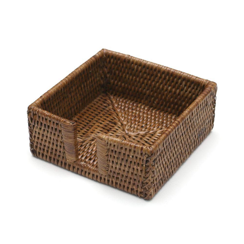 Caspari Rattan Cocktail Napkin Holder Brown,HC01