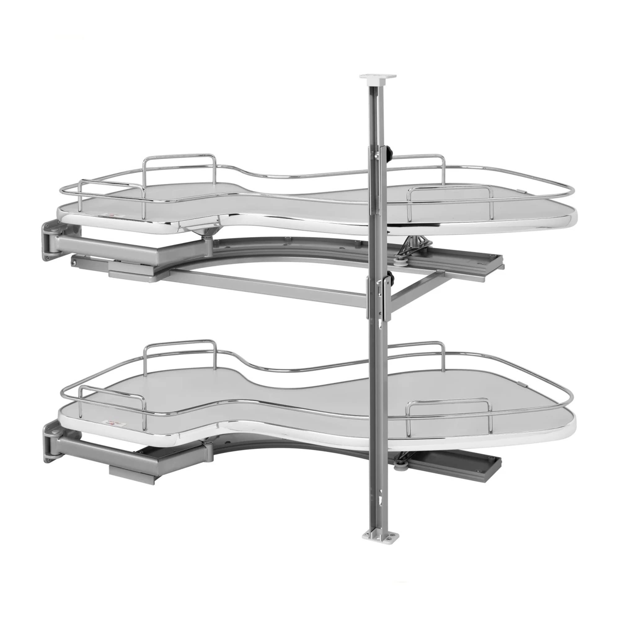 Photo 1 of Rev-A-Shelf 15 Inch 2 Tier Solid Bottom Shelves Pull-Out Organizer for Left Door, Blind Right Corner Cabinets with 15 Inch Openings, Fog Gray