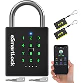 eLinkSmart Heavy Duty Smart Padlock with Key, Pad Lock with Code Keypad, Weatherproof Bluetooth RFID Keyless Electronic Digital Combination Lock for Gate Outdoor Fence Storage Unit Locker Shed Pool
