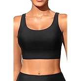 Yonique Women Sports Bra Bikini Top Swim Bra Athletic Swim Top Scoop Neck Bathing Suit