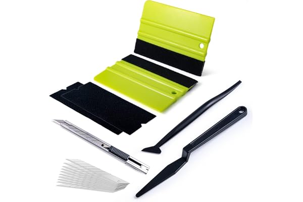 FOSHIO Window Tint Kit, Profession Car Wrap Kit with 2PCS Felt Squeegee and Felt Replacements, Utility Knife and 10PCS Blades