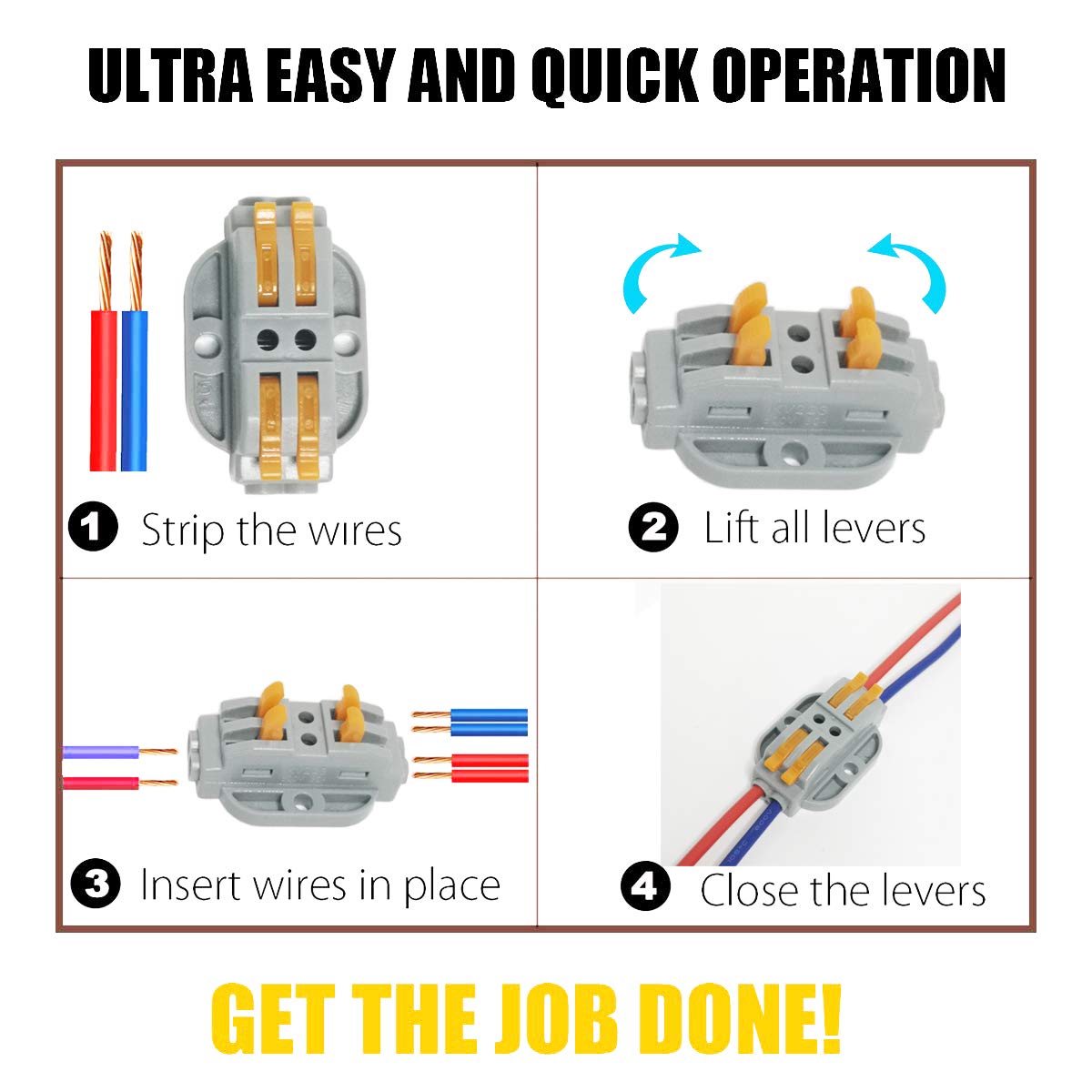 CTRICALVER 10 pcs SPL-2 Compact Wire Connectors, Conductor Wire Clamp Terminal Block with Levers for Solid Stranded - Image 4