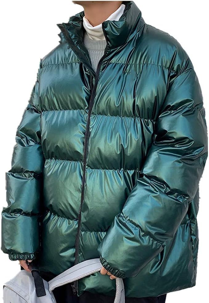 Cotton padded men's warm jacket winter large loose version pure color