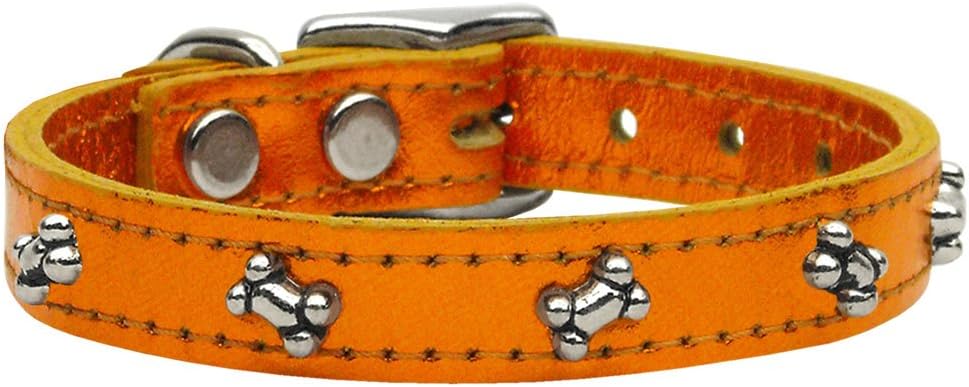 Mirage Pet Products Metallic Bone Leather Dog Collar
