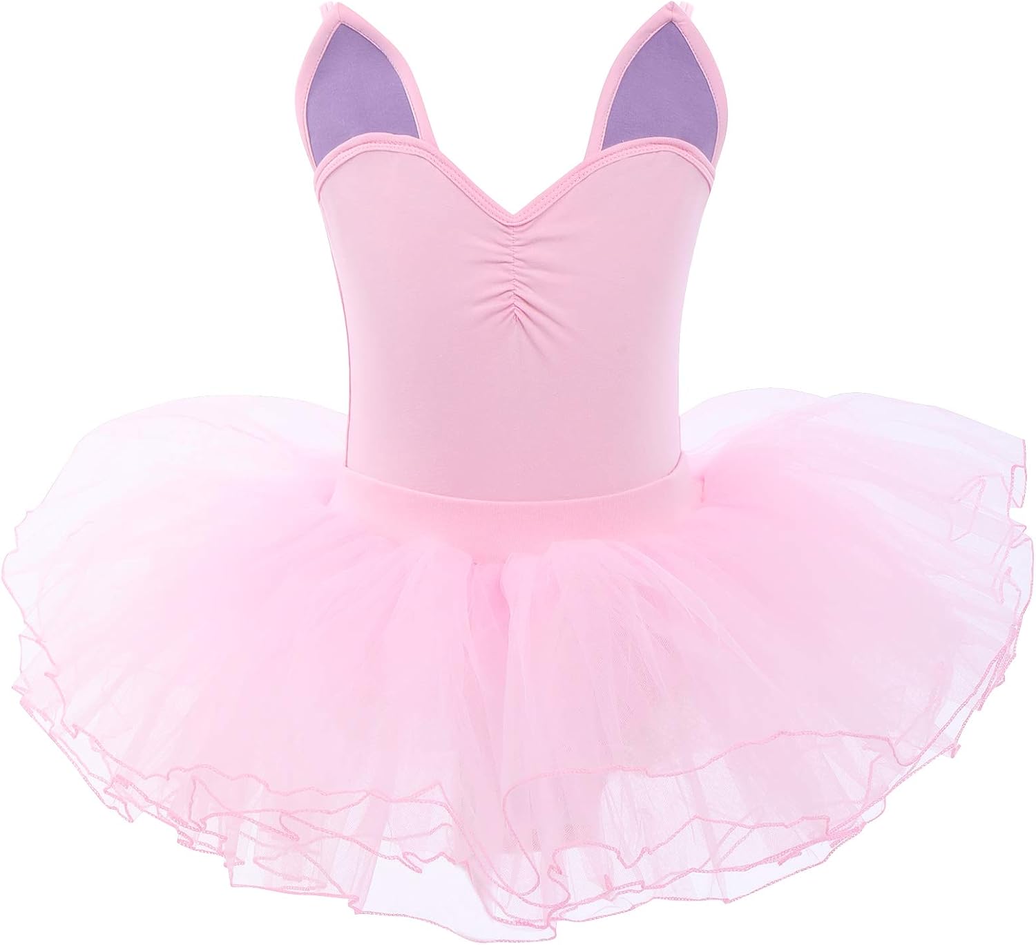 IMEKIS Damen Ballettanzug Kurzarm - V-Ausschnitt Mit Blumenspitze & Rückenfrei