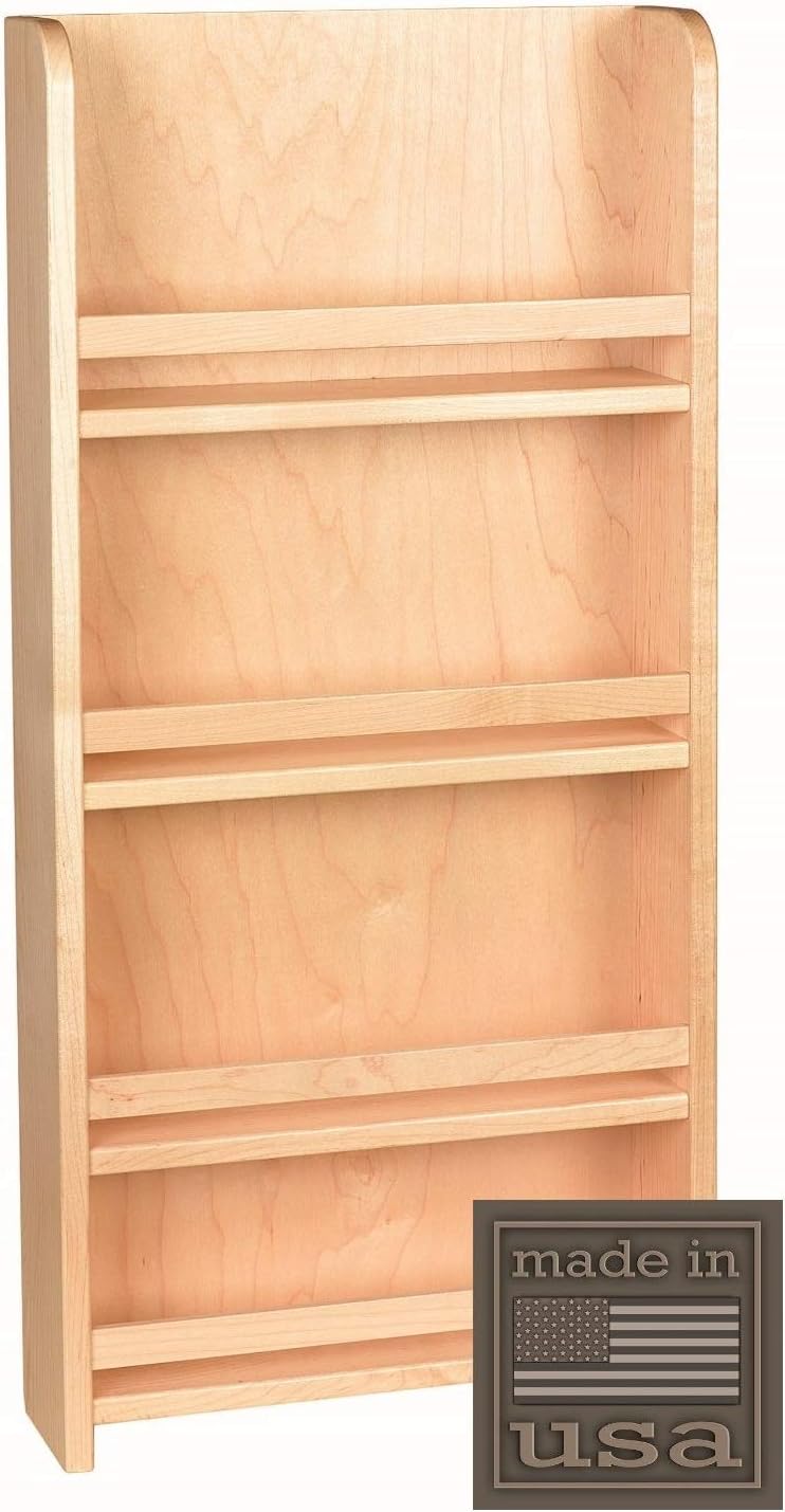 Century Components SRAS12PF Wood Door Mount Kitchen Spice Rack Organizer, 12"