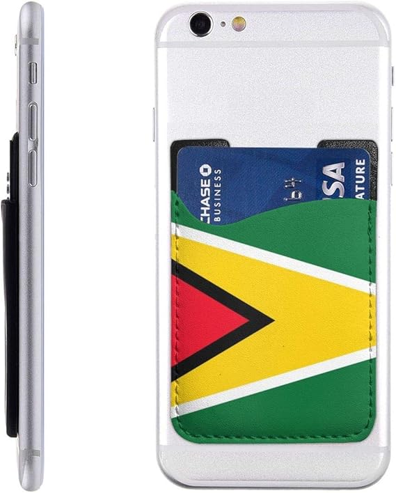 Flag of Guyana Ultra Slim Cell Phone Card Holder Back