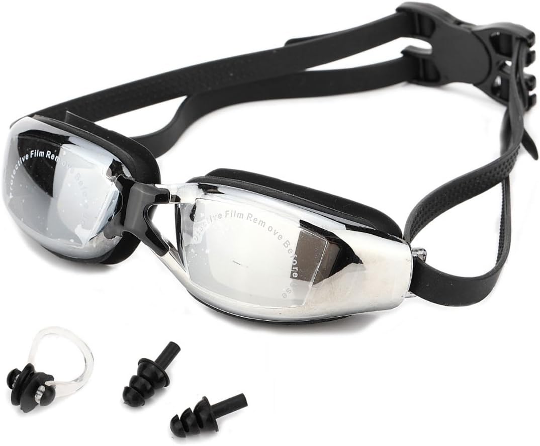 8bees Swimming Goggles with Women Men No Leaking Anti Fog UV Protection Clear Triathlon Swim Glasses with Protection Case Ear Plugs Nose Clip