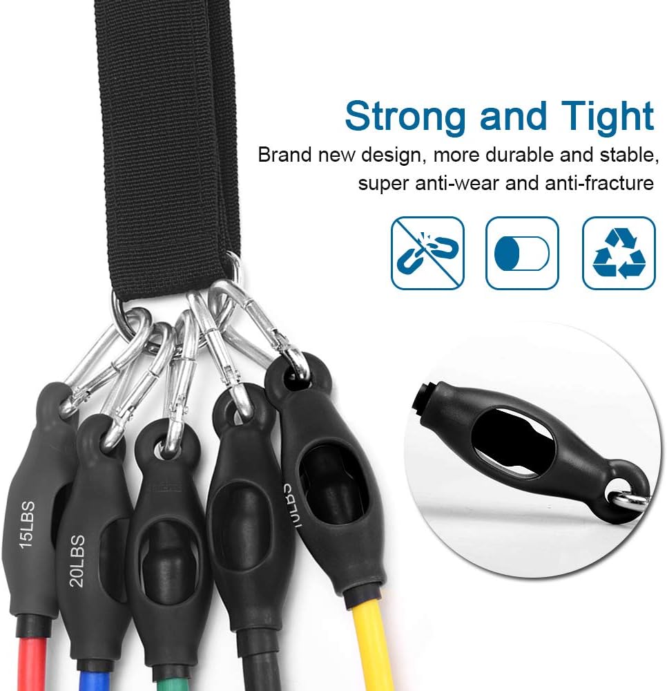 Resistance Bands Set (11PCS)- with 5 Fitness Tubes, Door Anchor, Handles and Carry Bag - Image 4