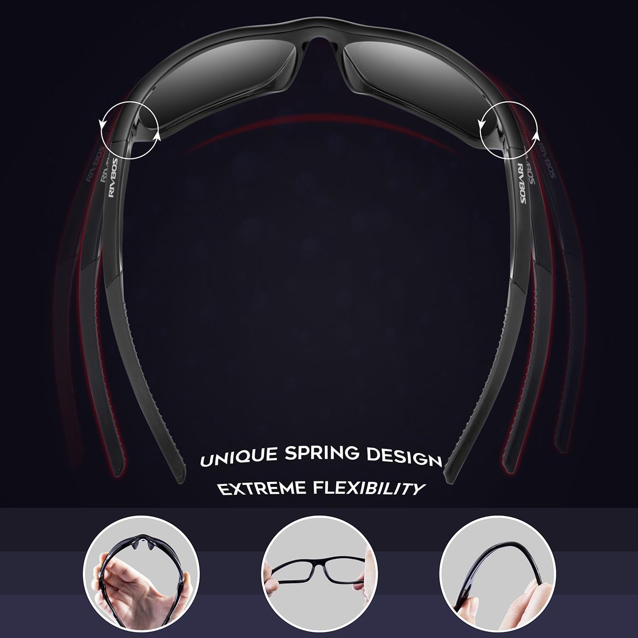 RIVBOS Polarized Sports Sunglasses Driving Glasses for Men Women Tr90 Unbreakable Frame for Cycling Baseball Running Rb831 (Black&Black Mirror Lens): Sports & Outdoors