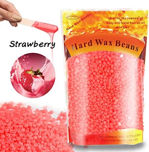 Hard Wax Beans for Painless Hair Removal - Smooth Facial Skin Body Hair Depilatory Wax Beads for Wax Warmer Kit, Brazilian Bikini Waxing Kit, 10.5 Oz Strawberry +10 Wax Applicator Sticks (Strawberry)